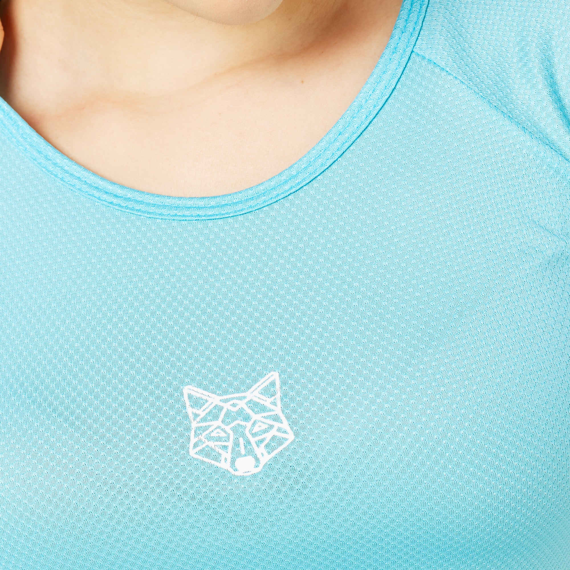 Camiseta Feminina Dry Fit Lobo Geométrico Azul Pavão - Image 8