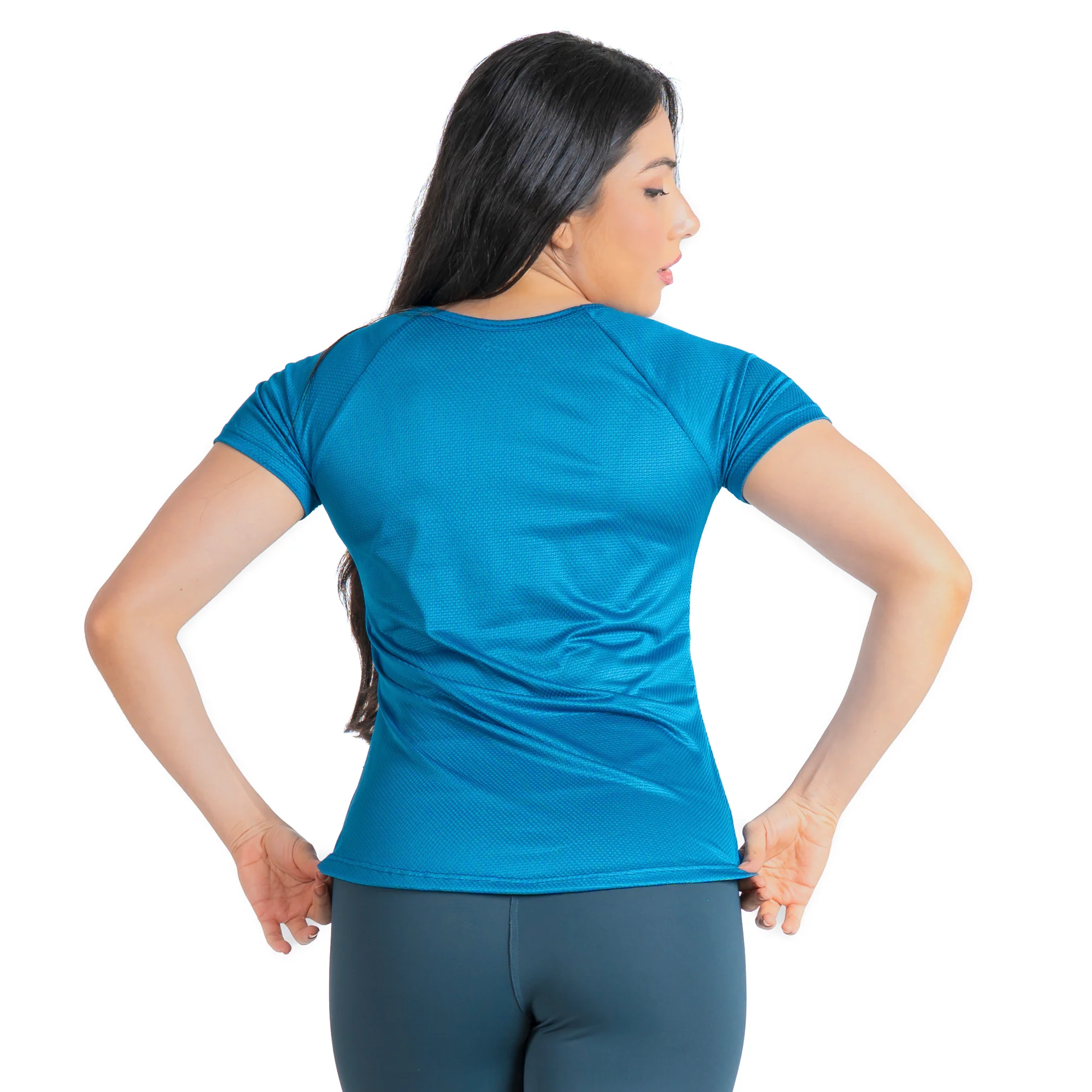 Camiseta Feminina Dry Fit Lobo Geometrico Azul Safira - Image 3