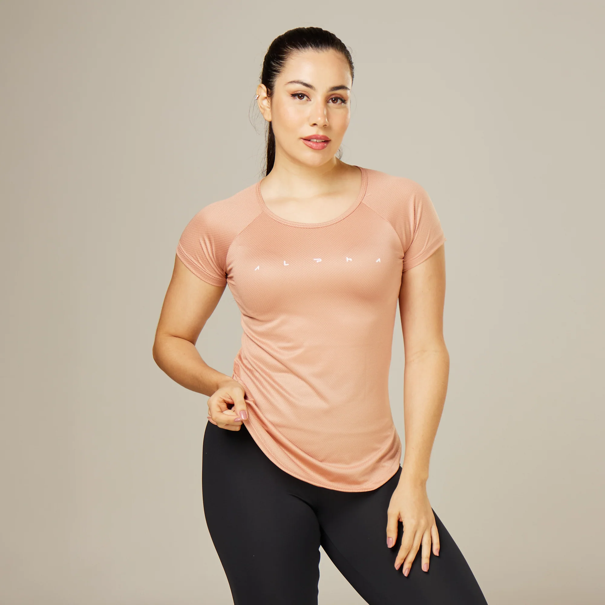 Camiseta Feminina Dry Fit Space Horizon Marrom Cappuccino